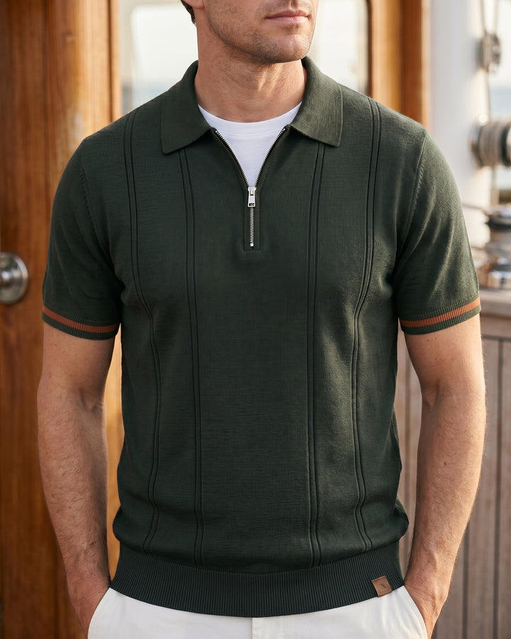 Valerio Strick-Poloshirt aus Viskose-Mix mit Half-Zip