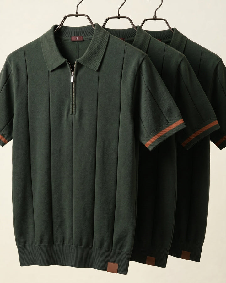 Valerio Strick-Poloshirt aus Viskose-Mix mit Half-Zip