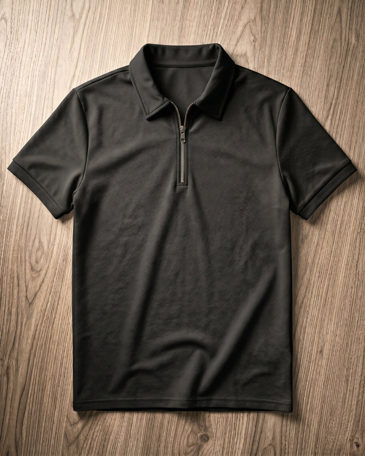 Hugo Piqué-Strick-Poloshirt mit Half-Zip
