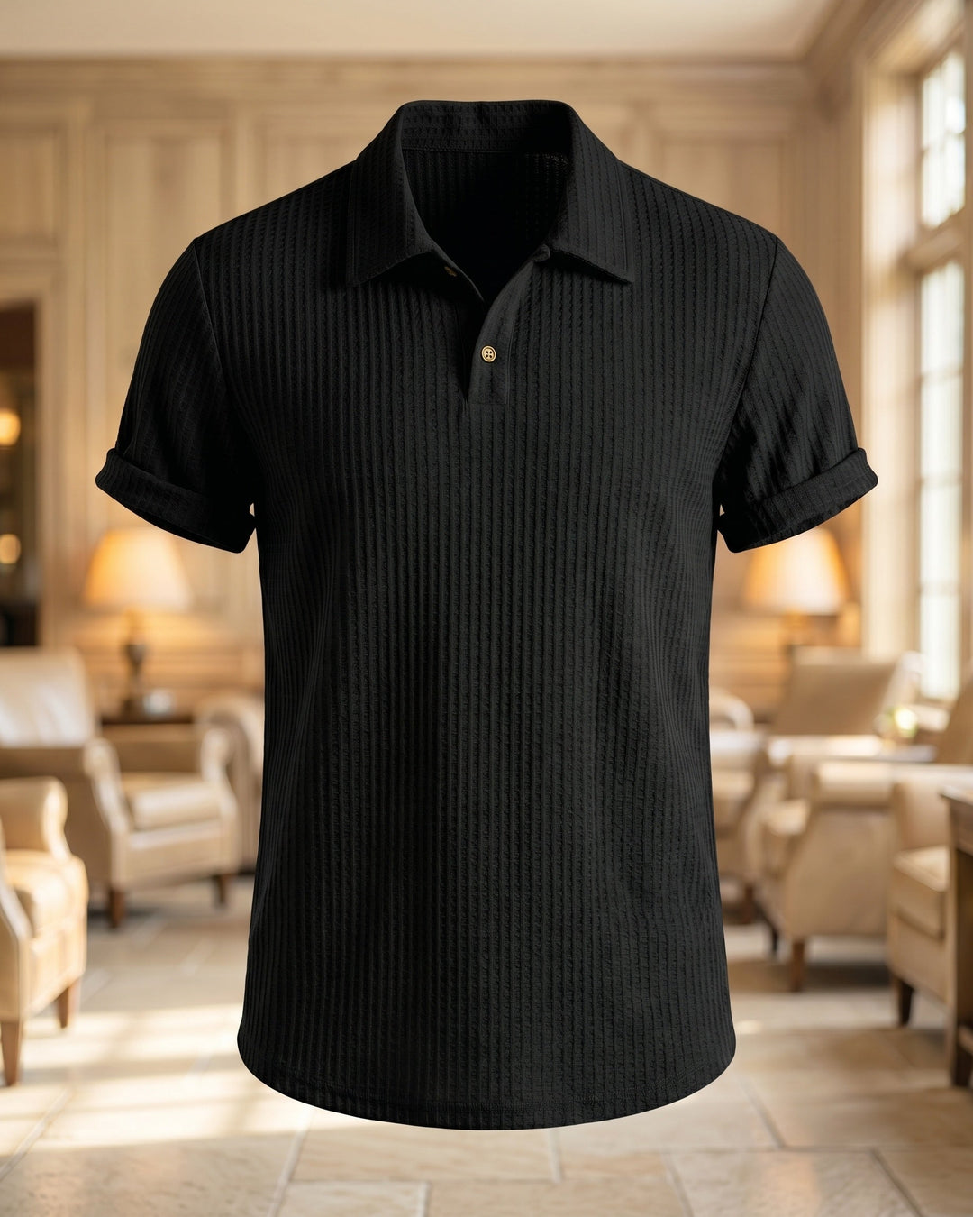 Luciano Rippstrick-Poloshirt aus Wolle