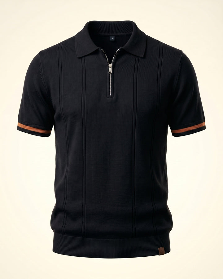 Valerio Strick-Poloshirt aus Viskose-Mix mit Half-Zip
