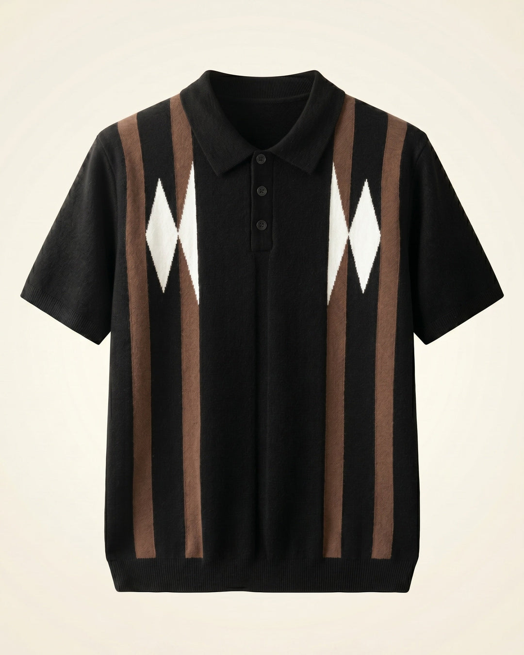 Bruno Strick-Poloshirt mit Streifen und Rautenmuster