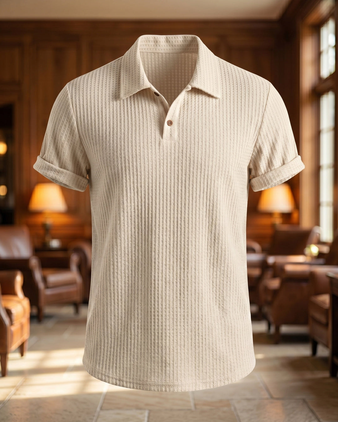 Luciano Rippstrick-Poloshirt aus Wolle
