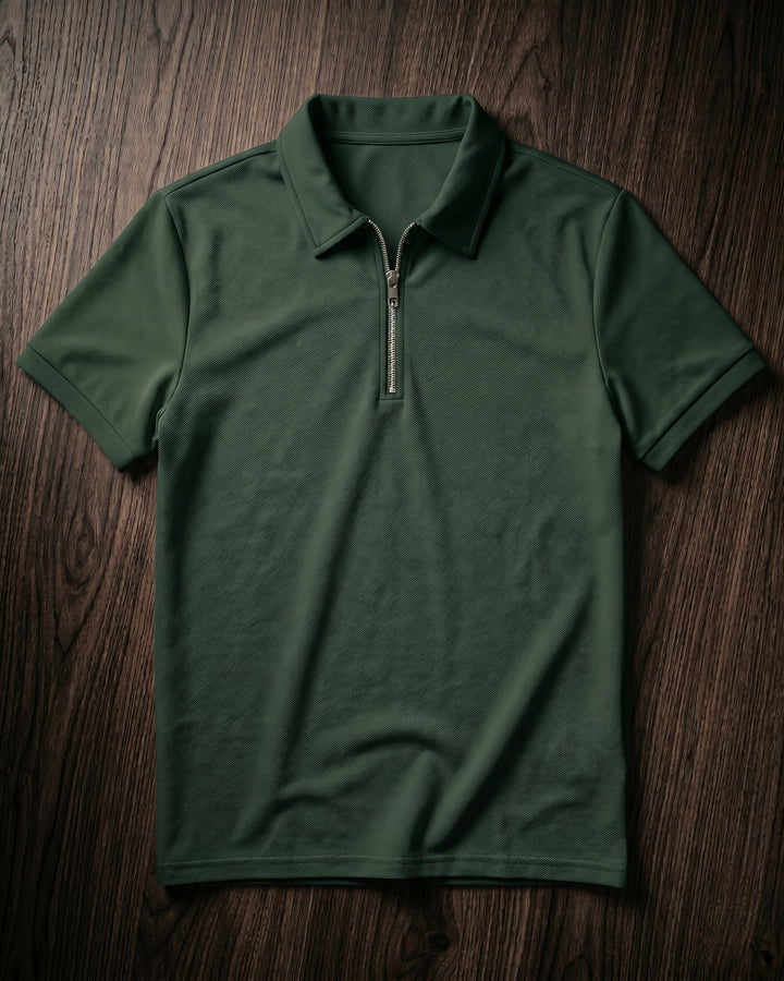 Hugo Piqué-Strick-Poloshirt mit Half-Zip