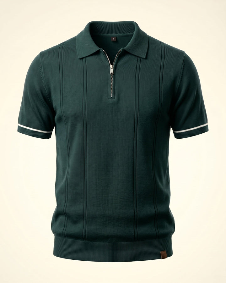 Valerio Strick-Poloshirt aus Viskose-Mix mit Half-Zip