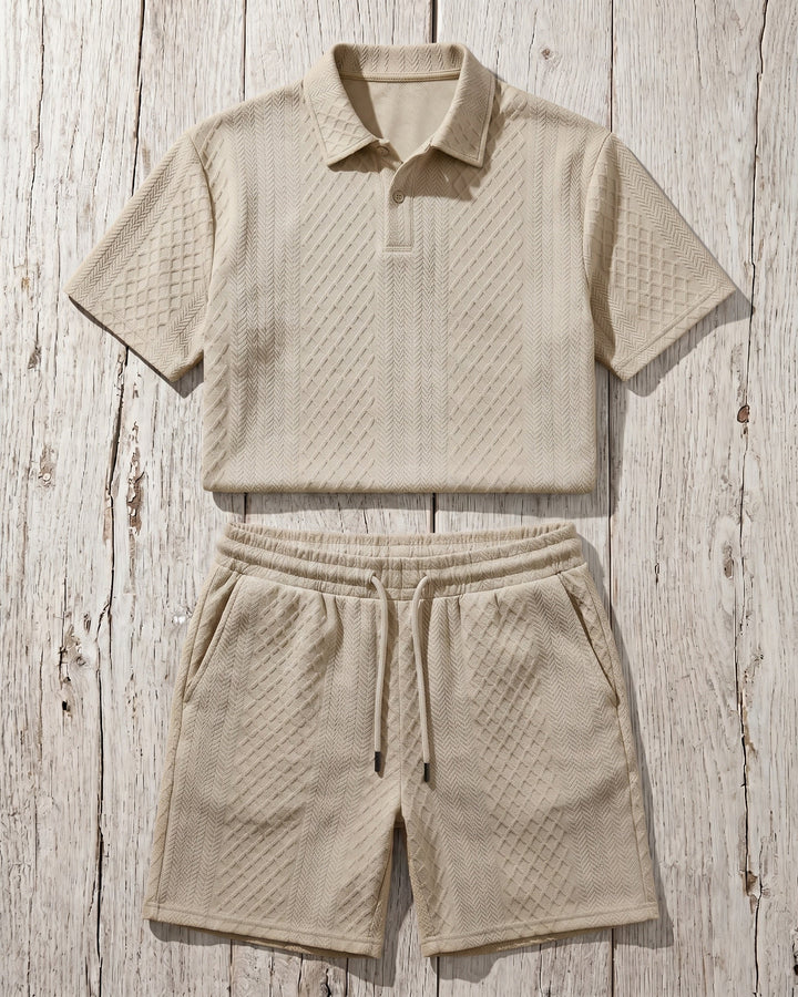 Giulio Set aus strukturiertem Poloshirt und Shorts