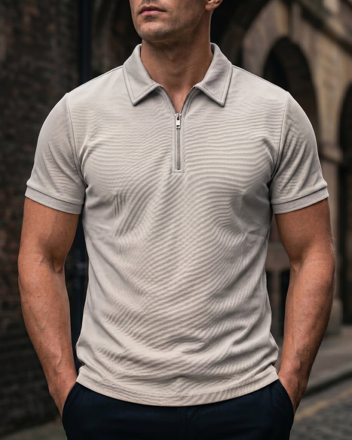 Hugo Piqué-Strick-Poloshirt mit Half-Zip