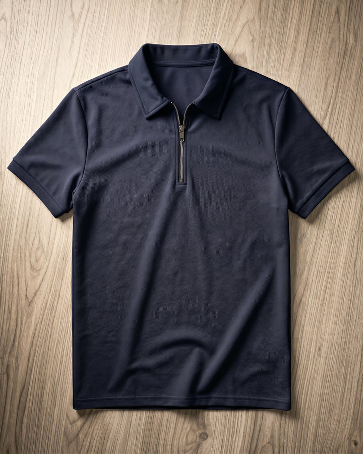 Hugo Piqué-Strick-Poloshirt mit Half-Zip