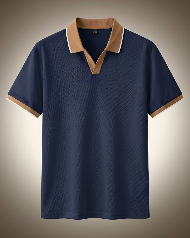 Zeno Poloshirt aus Nylon-Mix mit offenem Kragen