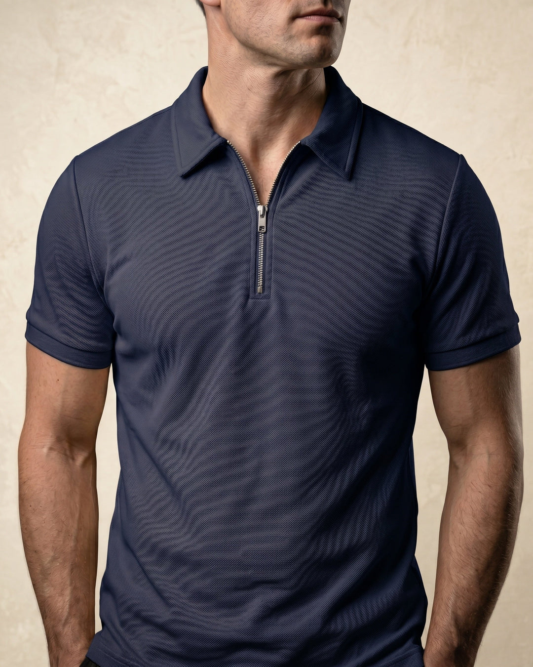 Hugo Piqué-Strick-Poloshirt mit Half-Zip