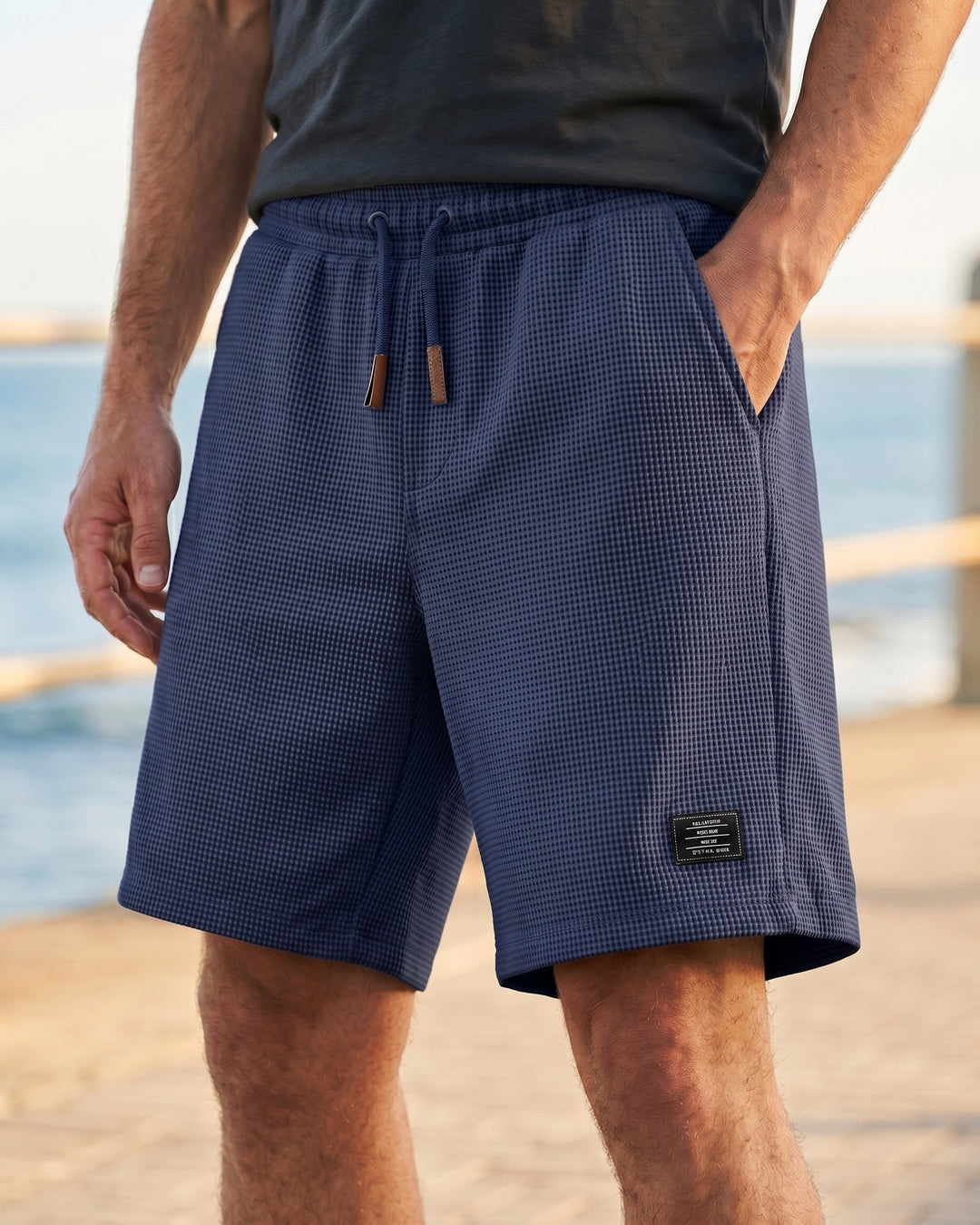 Tomas Lockere Waffelstrick-Shorts mit Kordelzug