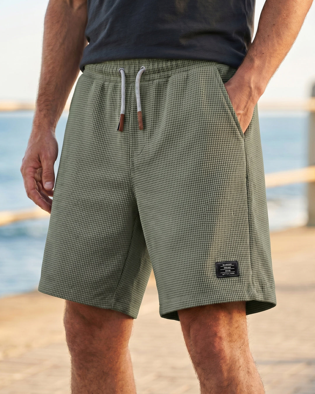 Tomas Lockere Waffelstrick-Shorts mit Kordelzug