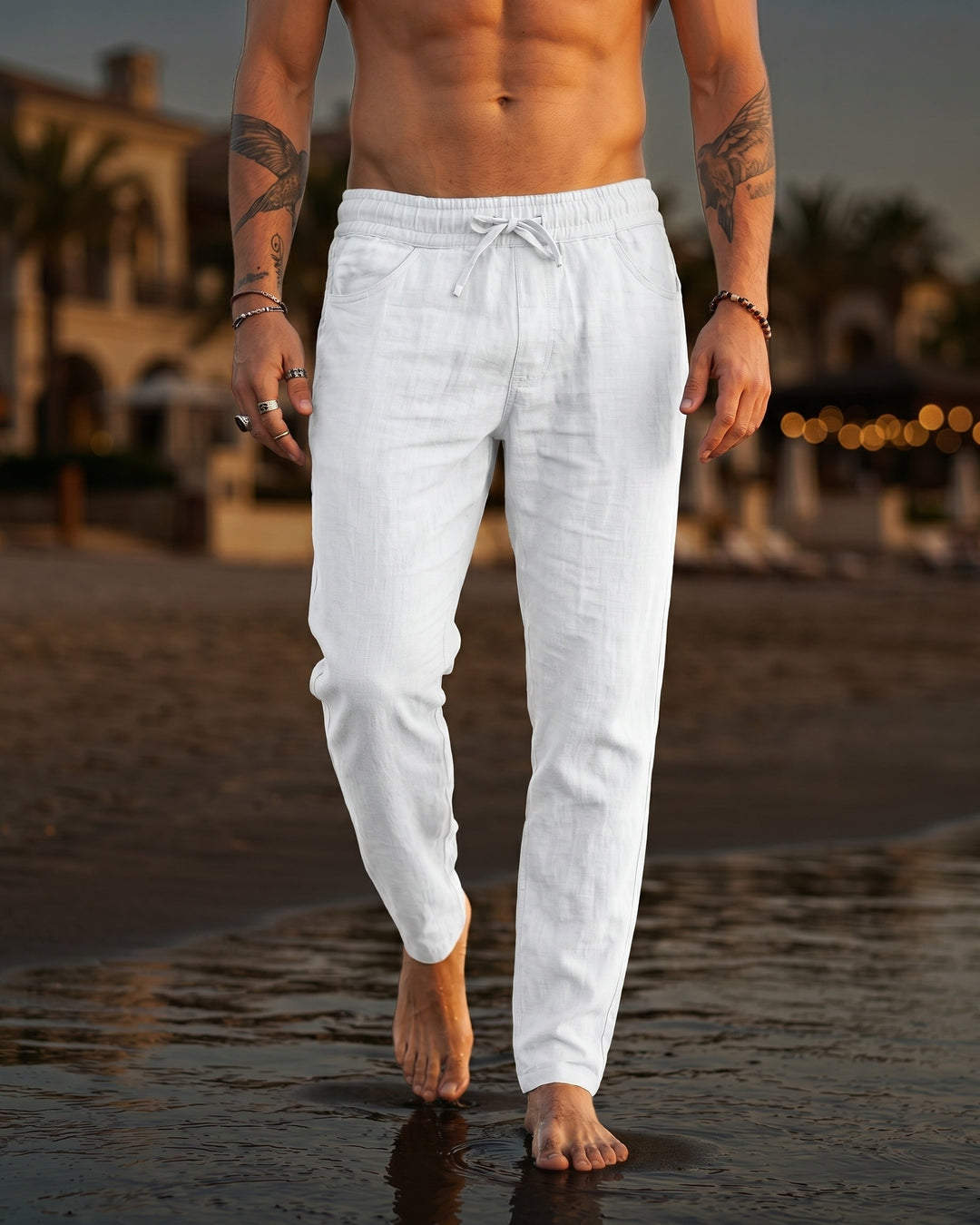 Gennaro Lockere Leinenhose mit Kordelzug