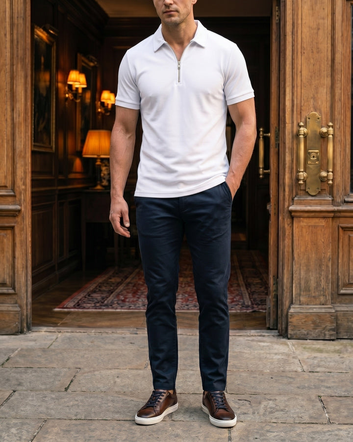 Hugo Piqué-Strick-Poloshirt mit Half-Zip