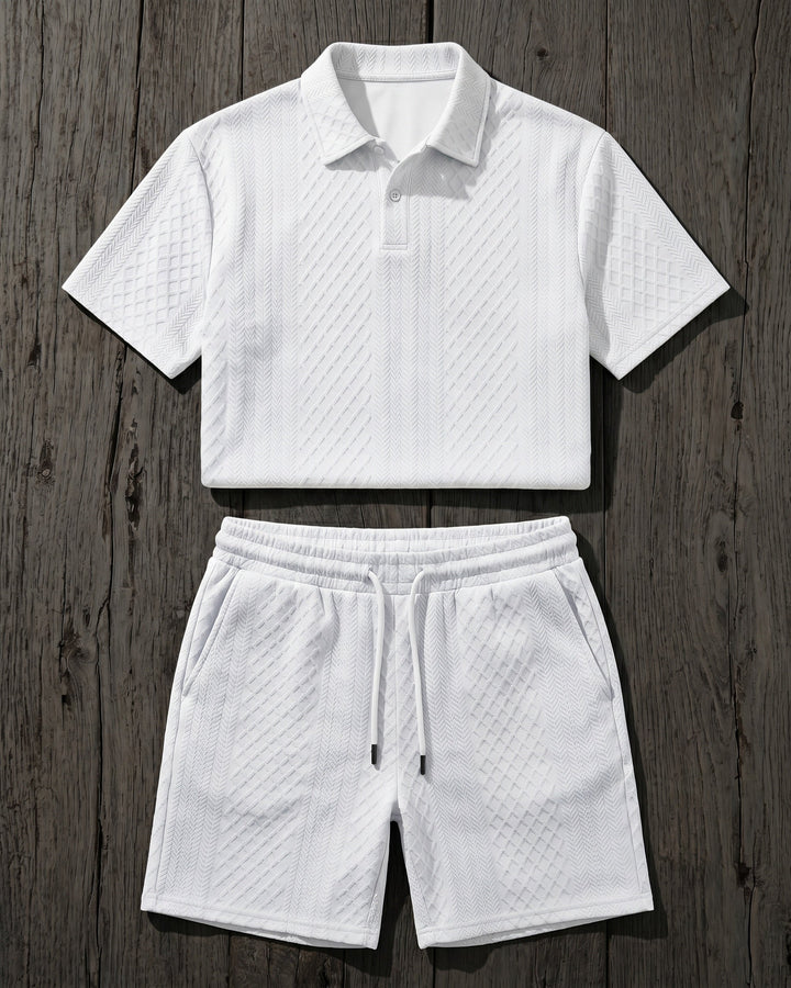 Giulio Set aus strukturiertem Poloshirt und Shorts