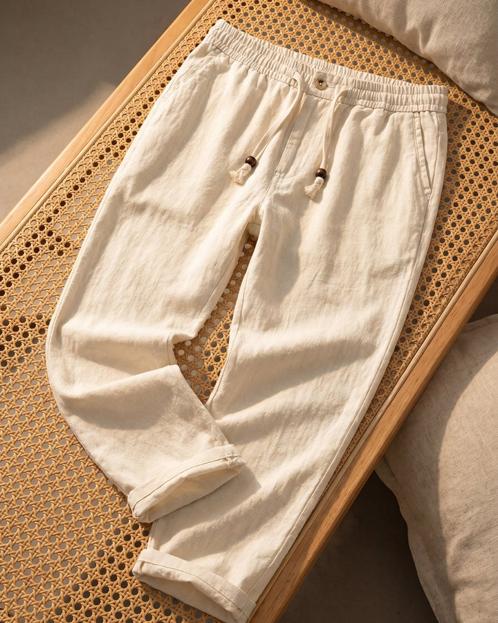 Domenico Sommerliche Leinenhose mit Kordelzug