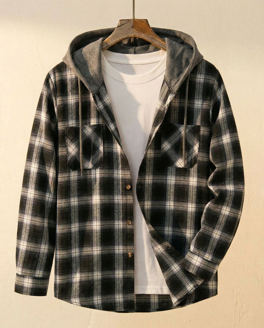 Santiago Kariertes Overshirt mit Kapuze