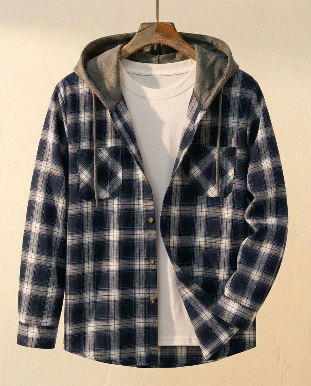 Santiago Kariertes Overshirt mit Kapuze