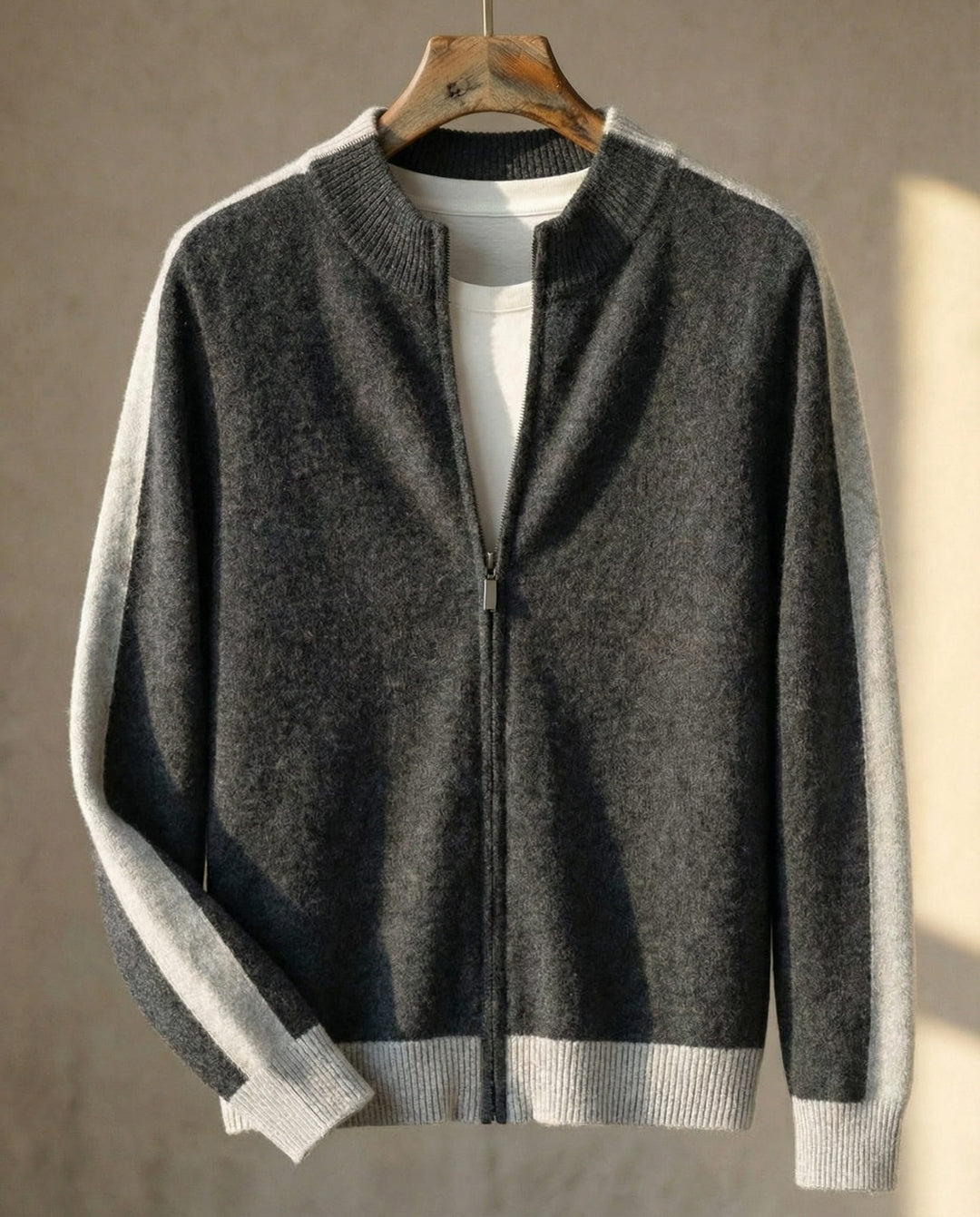 Federico Merinowoll-Strickjacke mit Reißverschluss