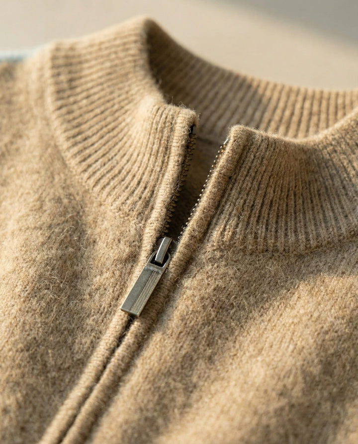 Federico Merinowoll-Strickjacke mit Reißverschluss