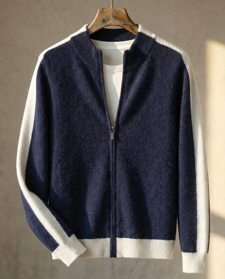 Federico Merinowoll-Strickjacke mit Reißverschluss