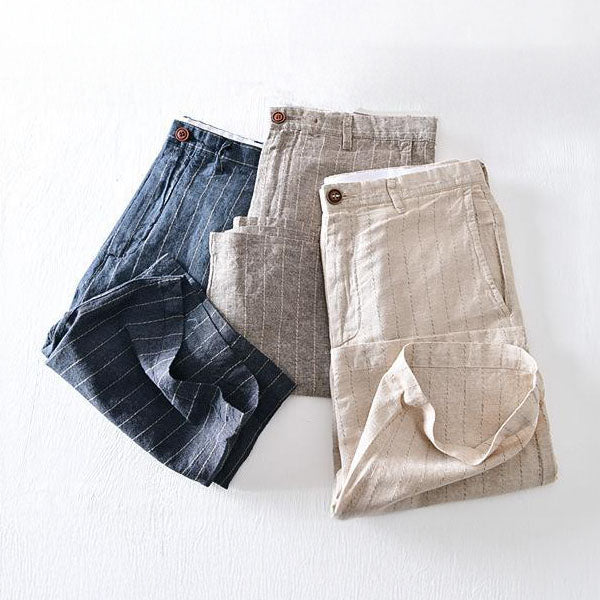 Massimiliano Gestreifte Leinen-Shorts