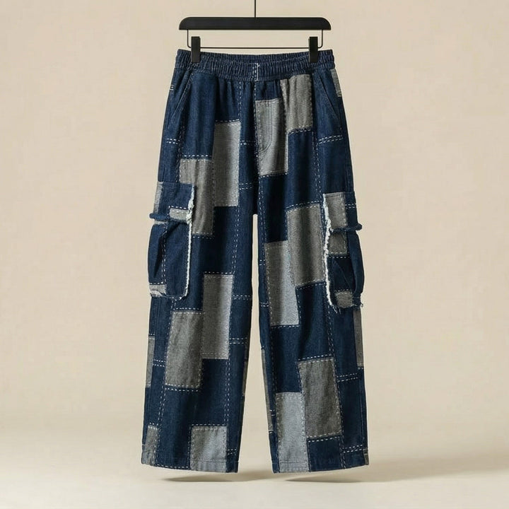 Melo Weite Patchwork-Hose aus Baumwolle