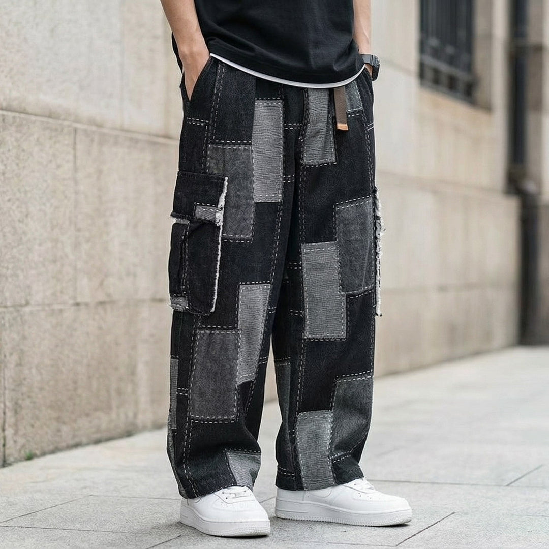 Melo Weite Patchwork-Hose aus Baumwolle