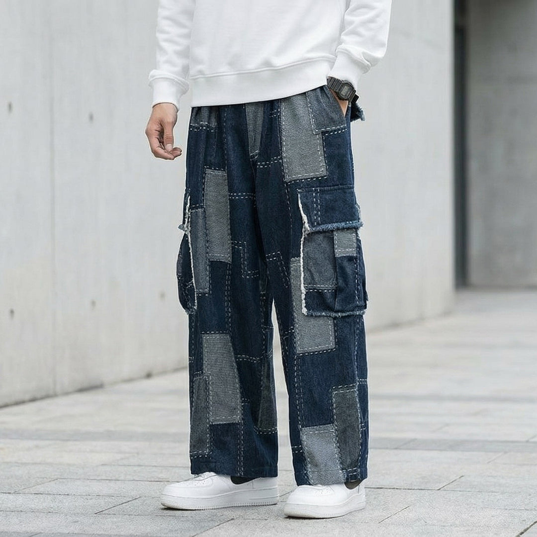 Melo Weite Patchwork-Hose aus Baumwolle