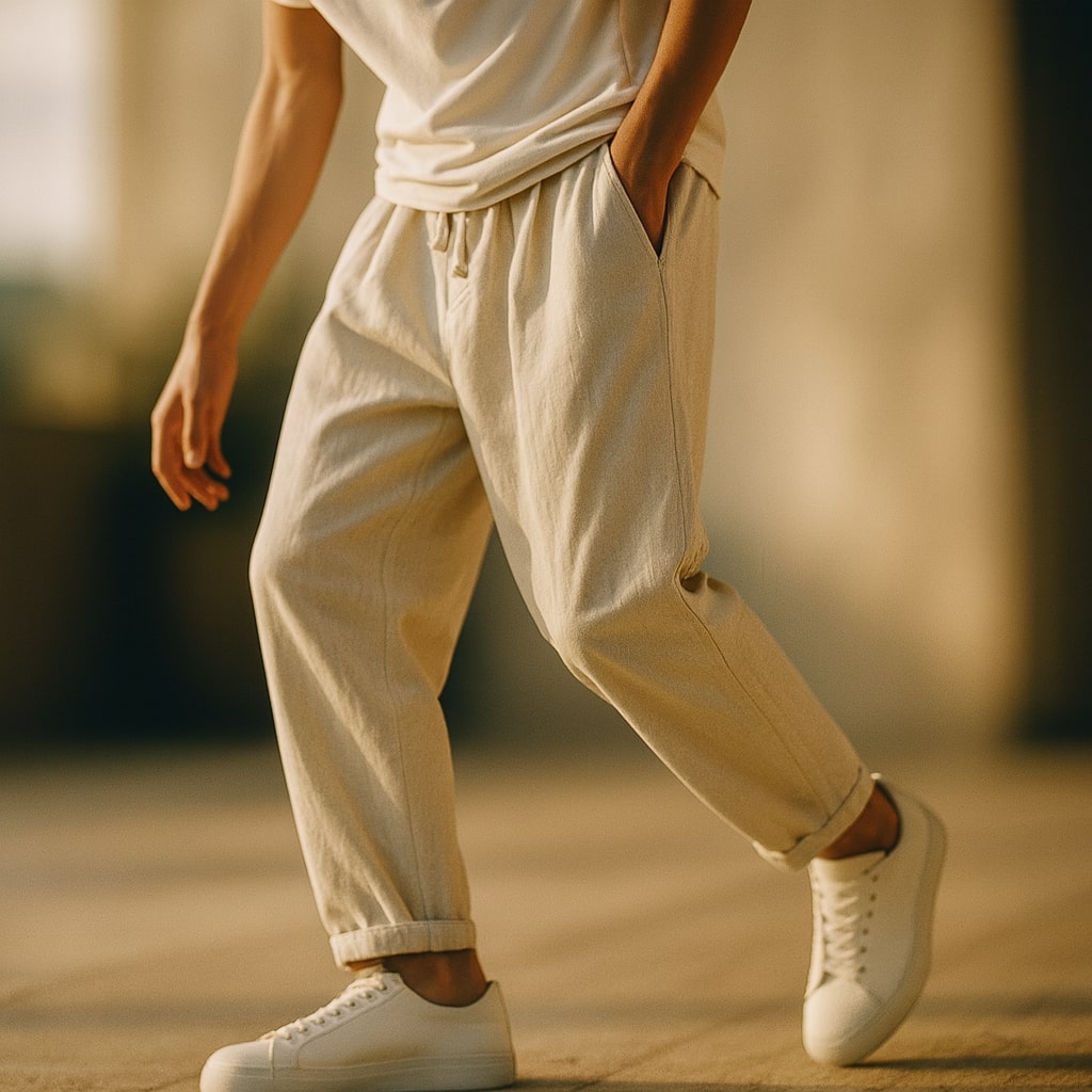Oscar Lässige Baumwollhose mit Kordelzug