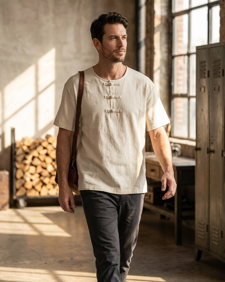 Paolo T-Shirt aus Baumwolle und Leinen