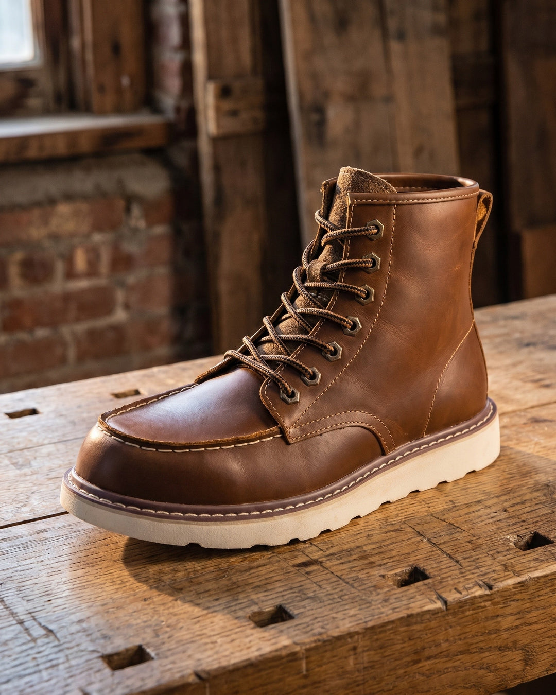 Raimondo Knöchelhoher Leder-Stiefel mit Mokassinnaht
