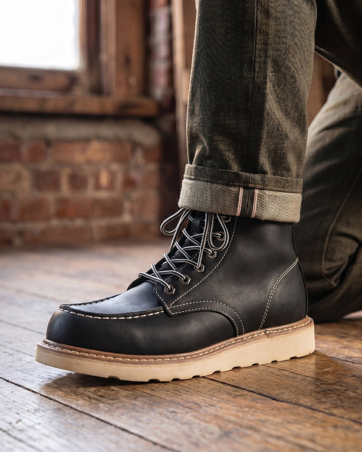 Raimondo Knöchelhoher Leder-Stiefel mit Mokassinnaht