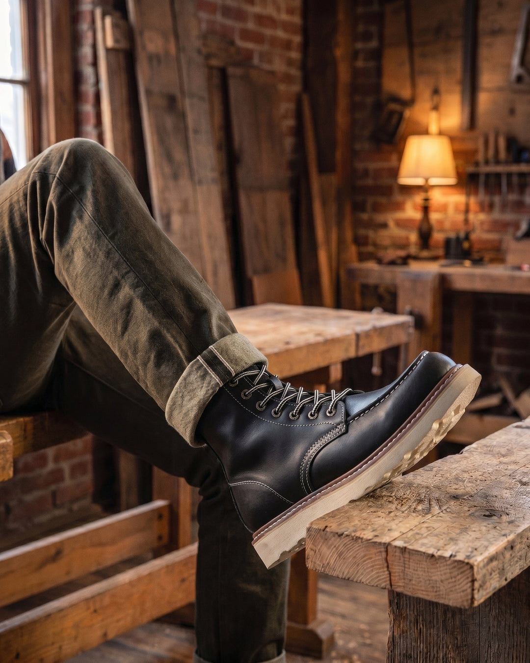 Raimondo Knöchelhoher Leder-Stiefel mit Mokassinnaht