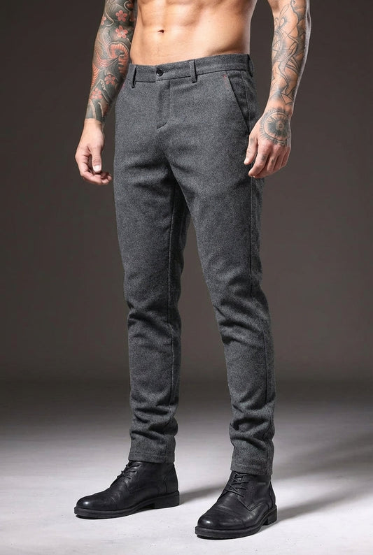 AVELOR Luca Slim Fit Pants - Light Grey